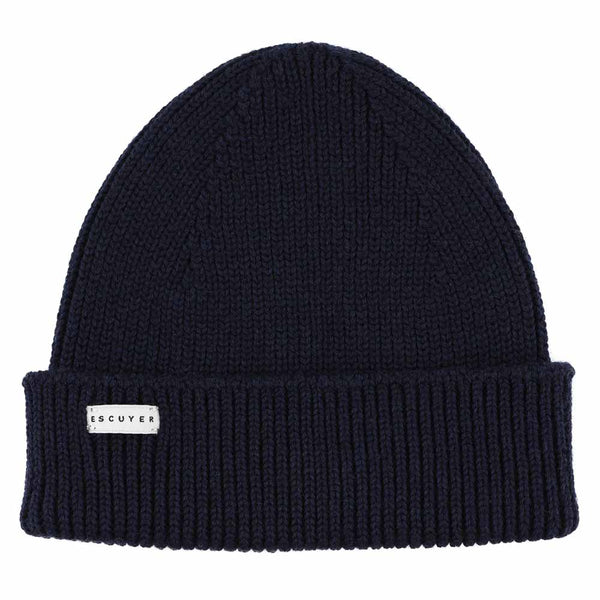 Ribbed Merino Beanie / Navy - Escuyer