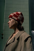 Checkered merino wool beanie shown in yellow and khaki colourway