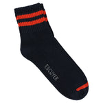 Escuyer Men Striped Ankle Socks in Blue and Orange — cotton blend, hand-linked toe, made in Portugal