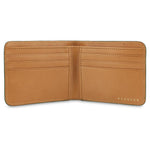 Escuyer jungle green billfold wallet open — natural leather interior with 6 card slots and 2 receipt pockets