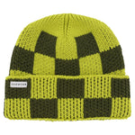 Yellow and khaki checkered merino wool beanie by Escuyer