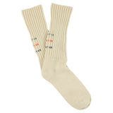 Men's ribbed crew socks with Escuyer logo, slub cotton, made in Portugal