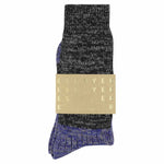 Escuyer off-black and bright blue colour-blocked crew socks, made in Portugal