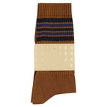 Escuyer Men's 5 Stripes Socks brown blue navy — hand-linked toe, soft Italian cotton yarn, made in Portugal