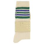 Escuyer Men's 5 Stripes Socks ecru green blue — hand-linked toe, soft Italian cotton yarn, made in Portugal