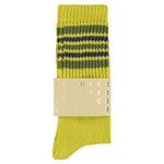 Escuyer Men's 5 Stripes Socks yellow khaki blue — hand-linked toe, soft Italian cotton yarn, made in Portugal