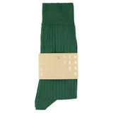 Escuyer Men Classic Ribbed Socks in Green – label detail, made in Portugal