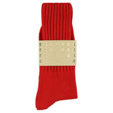 Men's ribbed crew socks in bright red, slub cotton, made in Portugal by Escuyer
