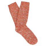 Dark orange melange crew socks by Escuyer, slub-knit combed cotton