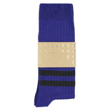 Men's Striped Socks Electric Blue & Black — Italian Cotton, Made in Portugal — Escuyer