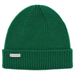 Bold green ribbed merino wool beanie by Escuyer