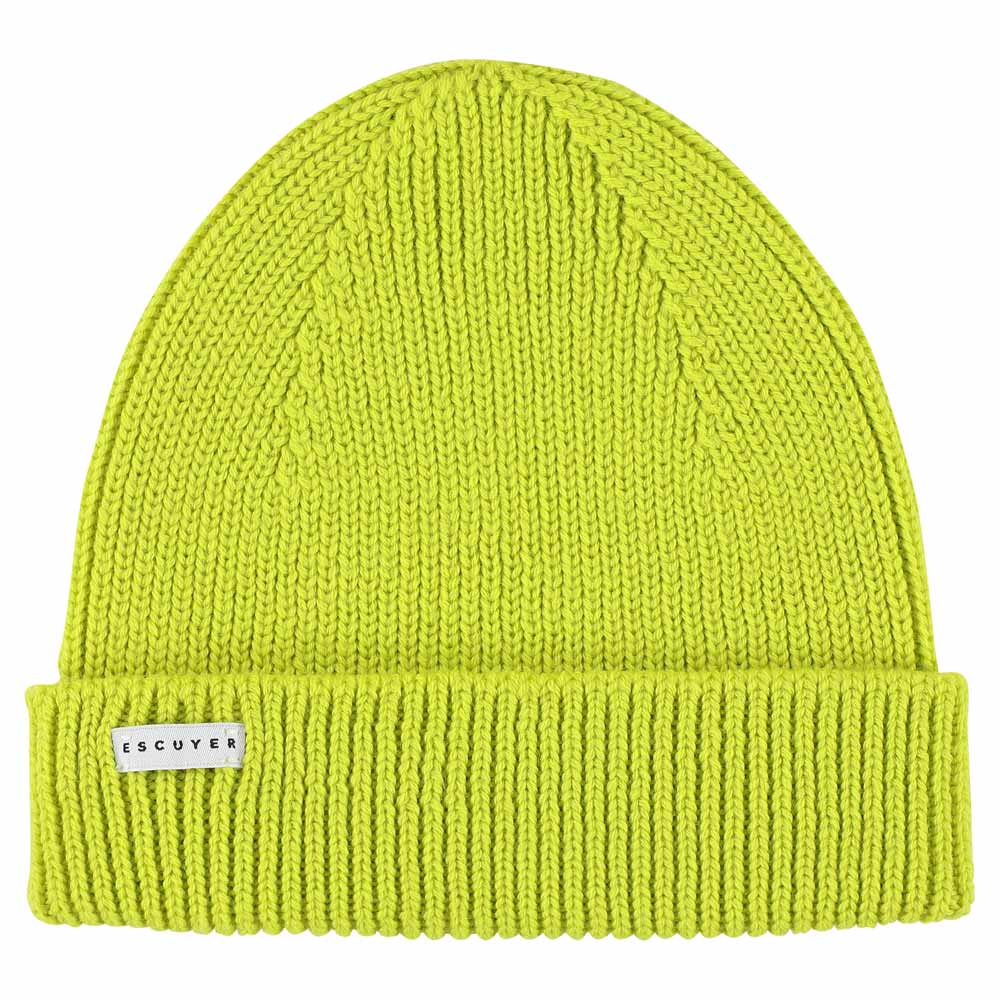 Bright yellow ribbed merino wool beanie by Escuyer