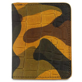 Escuyer crocodile camouflage slim wallet — hand-dyed Italian full-grain veg-tan leather, front view