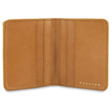 Escuyer crocodile camouflage slim wallet open — 6 card slots in natural leather interior