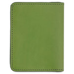 Escuyer jungle green slim wallet showing slim profile and hand painted edges