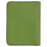 Escuyer jungle green slim wallet showing slim profile and hand painted edges