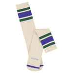 Unisex Tube Socks 3 Stripes Ecru Green Strong Blue - Escuyer