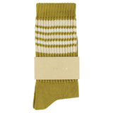 Escuyer Women's 5 Stripes Socks gold ecru — hand-linked toe, soft Italian cotton yarn, made in Portugal