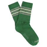 Escuyer Women's 5 Stripes Socks in green, agave and sand — vintage athletics design, knitted on vintage machines in Portugal