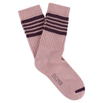 Escuyer Women's 5 Stripes Socks in pink and wine — vintage athletics design, knitted on vintage machines in Portugal