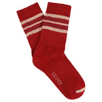 Escuyer Women's 5 Stripes Socks in red, pink and bordeaux — vintage athletics design, knitted on vintage machines in Portugal