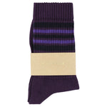 Escuyer Women's 5 Stripes Socks violet blue purple — hand-linked toe, soft Italian cotton yarn, made in Portugal