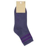Close-up of Escuyer Women Striped Ankle Socks Blue / Purple — moody stripe detail at the cuff