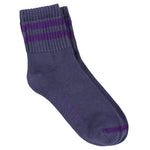 Escuyer Women Striped Ankle Socks in Blue and Purple — cotton blend, hand-linked toe, made in Portugal