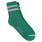 Escuyer Women Striped Ankle Socks in Green and Grey — cotton blend, hand-linked toe, made in Portugal