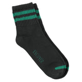 Escuyer Women Striped Ankle Socks in Off Black and Green — cotton blend, hand-linked toe, made in Portugal