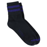Escuyer Women Striped Ankle Socks in Blue and Strong Blue — cotton blend, hand-linked toe, made in Portugal