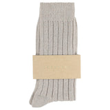 Women Cashmere Crew Lurex Socks - Beige / Silver