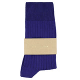 Escuyer Women Classic Ribbed Socks in Bright Blue – label detail, made in Portugal