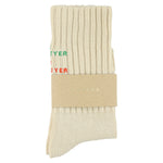 Women's ribbed crew socks with Escuyer logo, slub cotton, made in Portugal