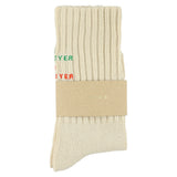 Women's ribbed crew socks with Escuyer logo, slub cotton, made in Portugal
