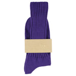 Women's ribbed crew socks in purple, slub cotton, made in Portugal by Escuyer
