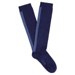Women's blue and light blue knee high socks by Escuyer, made in Portugal
