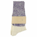 Escuyer women's purple and ecru colour-blocked crew socks, made in Portugal