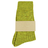Escuyer women's lime melange socks, crew length, made in Portugal