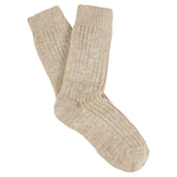Women's pink melange crew socks by Escuyer, slub-knit combed cotton, made in Portugal