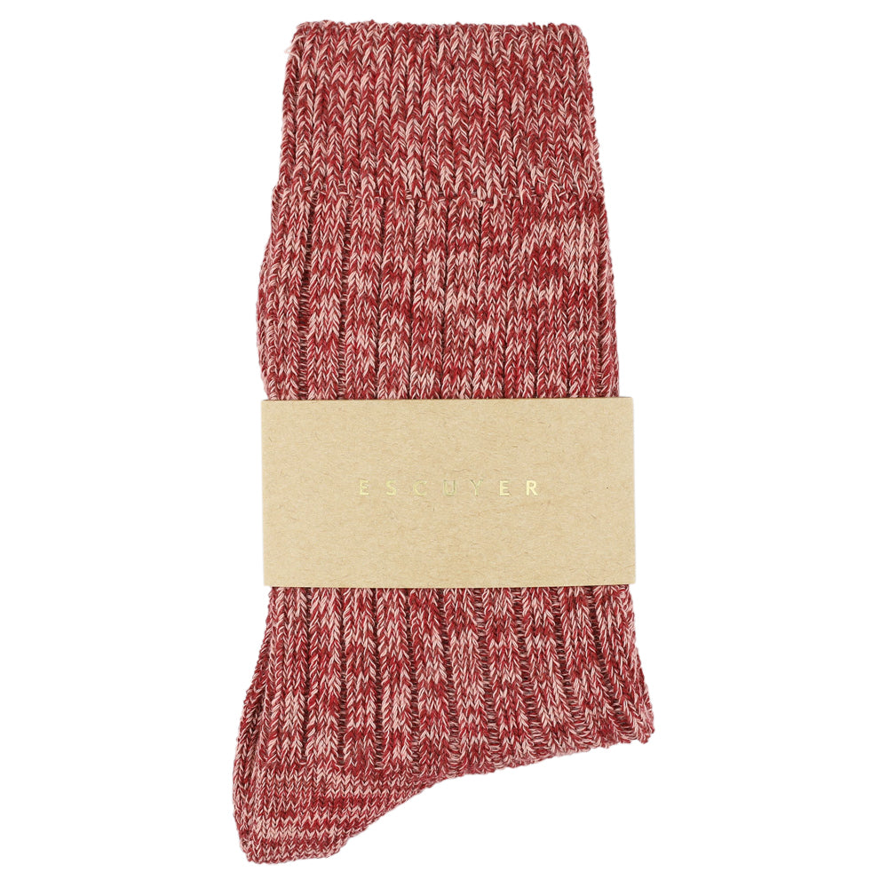 Escuyer women's red and pink melange socks, crew length, made in Portugal