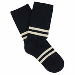 Women's Striped Socks Blue & Ecru — Italian Cotton, Made in Portugal — Escuyer
