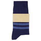 Women's Striped Socks Blue & Light Blue — Italian Cotton, Made in Portugal — Escuyer