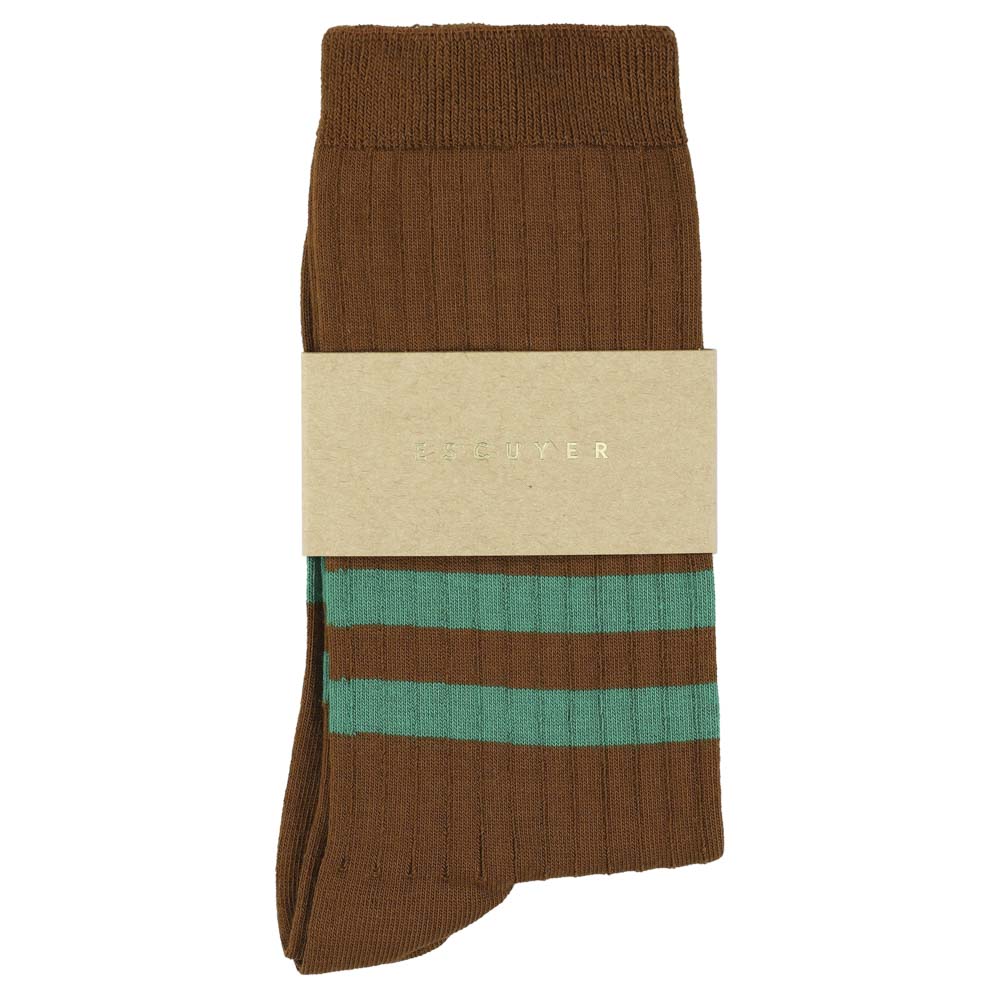 Women's Striped Socks - Brown / Green