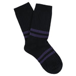 Women's Striped Socks Navy & Astral Blue — Italian Cotton, Made in Portugal — Escuyer