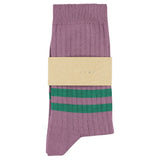 Women's Striped Socks Purple & Green — Italian Cotton, Made in Portugal — Escuyer