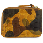 Escuyer crocodile camouflage zip wallet open — interior card sleeve and cash compartment