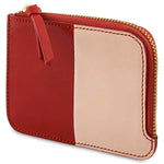 Escuyer pink and red zip wallet open — interior card sleeve and cash compartment