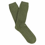 Escuyer men's cashmere crew socks in Khaki — mid-calf crew cut, premium cashmere and virgin wool blend, handmade in Portugal