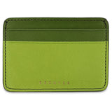 Escuyer leather cardholder in clorofilla and lime — clorofilla front body, lime card pockets and back